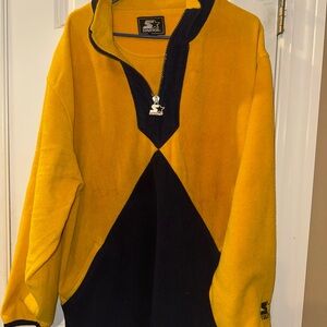 Vintage STARTER Men's Bold Yellow and Black Zip-Up Pullover Shitt